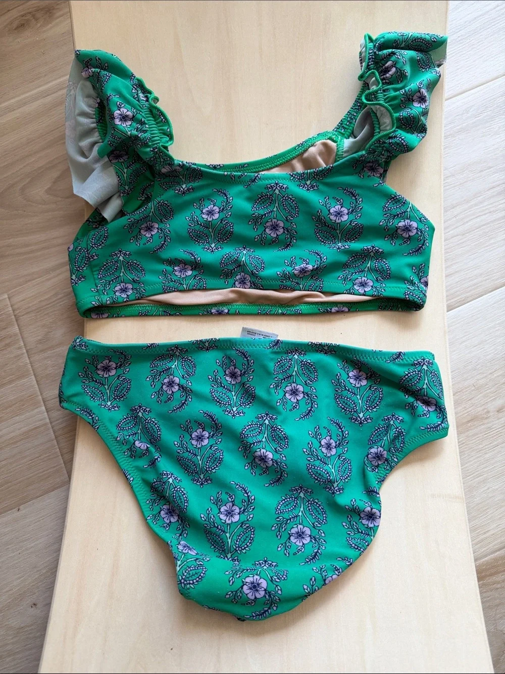 Crewcuts Green Floral Bikini Bathing Suit Size 8